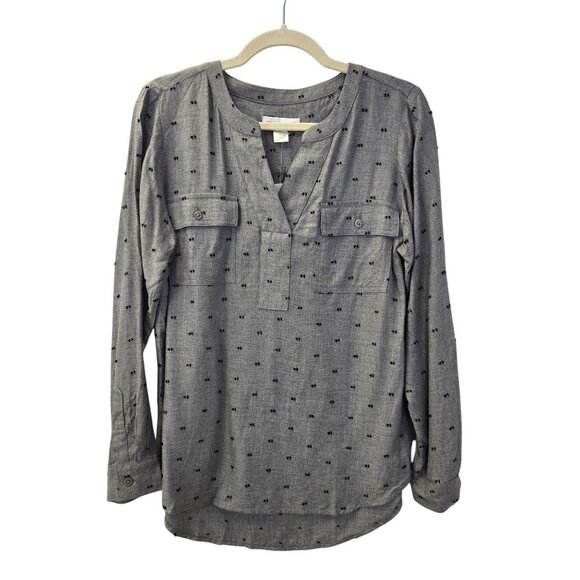 NWT Christopher & Banks Textured Dot Popover Top Size Small - Picture 1 of 6
